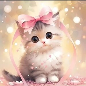 DIY Cute Kitten Diamond Painting Kit 100% Full Canvas 20cm/7.9inch